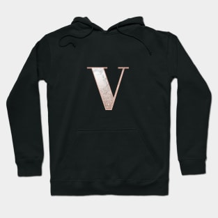 Monogram rose gold glitter marble V Hoodie